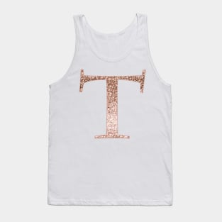 T rose gold glitter monogram letter Tank Top